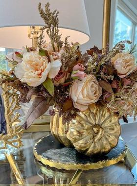 花器底座大理石花瓶摆台餐桌中央摆件装饰品电视柜酒柜玄关家居