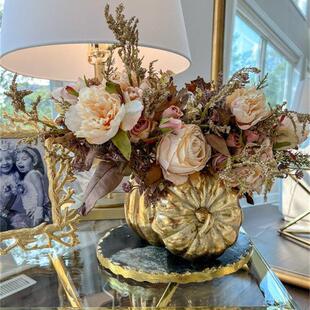 花器底座大理石花瓶摆台餐桌中央摆件装饰品电视柜酒柜玄关家居