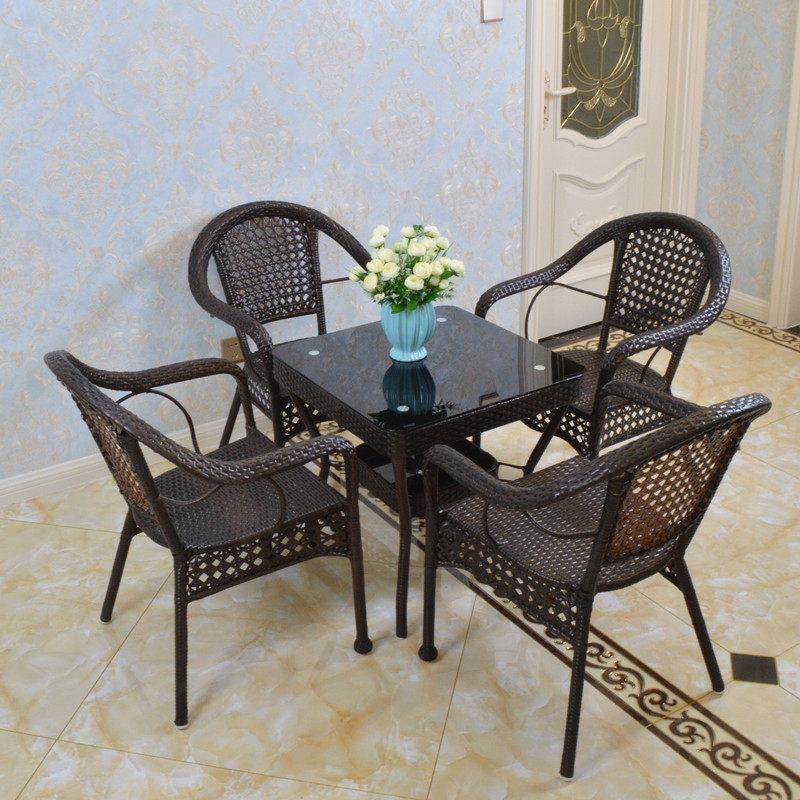 藤椅阳台桌椅休闲组合茶几铁艺腾编五件套靠背庭院户外藤椅三件套,住宅家具,桌椅套件,淘宝优惠券,粉丝福利购,淘宝优惠卷