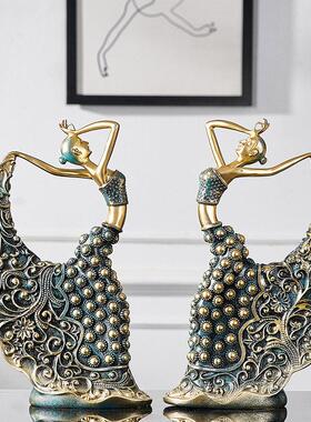 复古舞蹈女孩艺术摆件高端轻奢客厅电视柜酒柜桌面创意工艺品装饰
