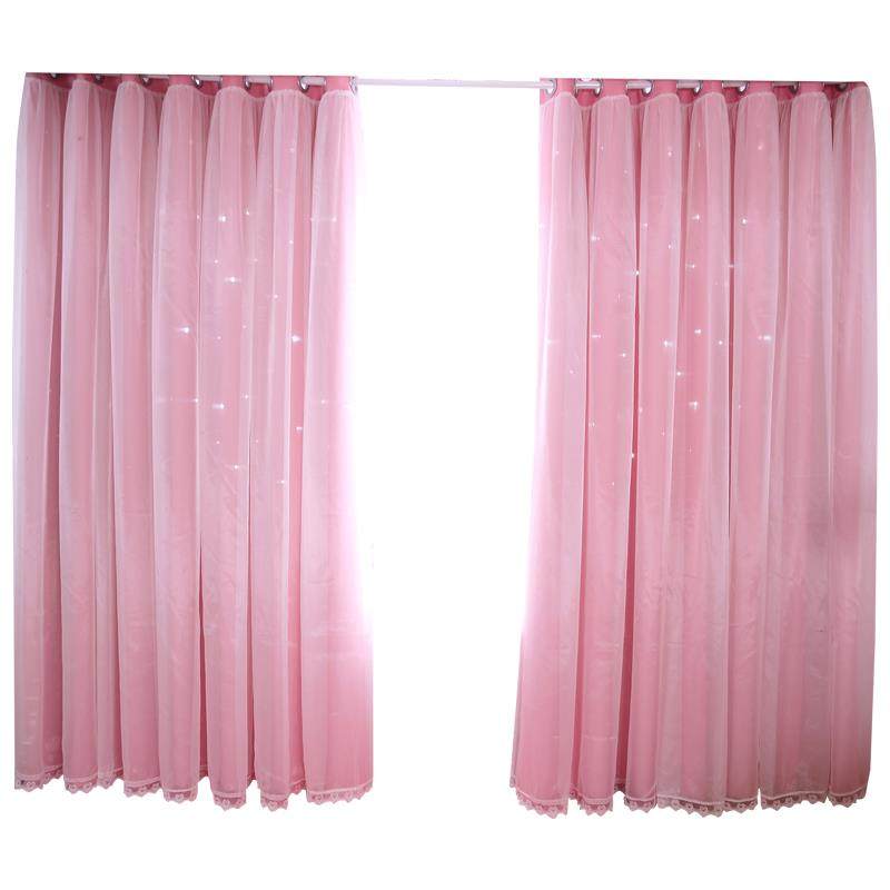 特价定制窗帘韩式双层全遮光网红镂空星星公主风ins窗帘卧室成品