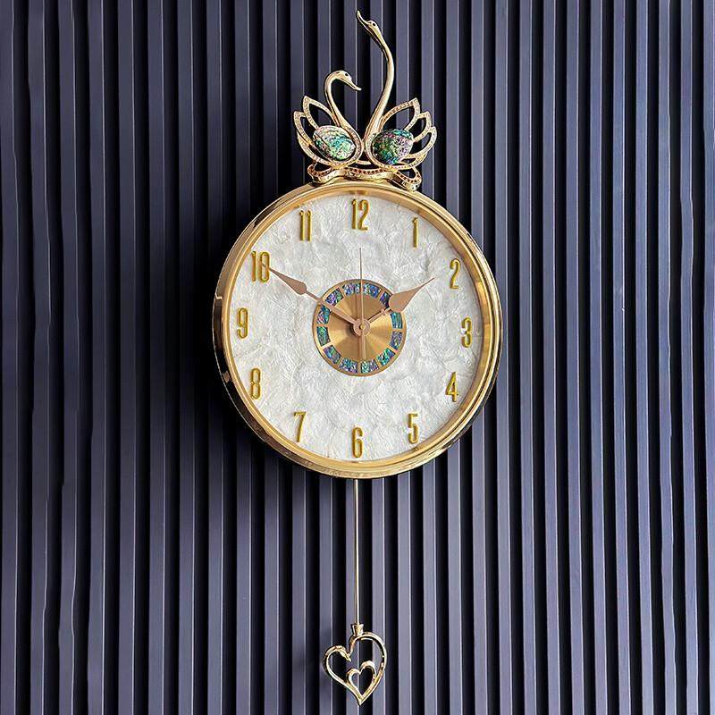 高端家用客厅挂钟时尚创意简约轻奢挂墙装饰天鹅时钟静音石英钟表