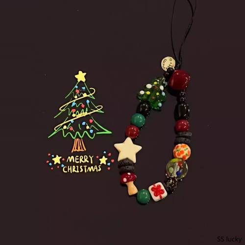 原创ins圣诞树手机链手机挂绳手腕挂绳手机壳挂链相机挂件ccd挂件