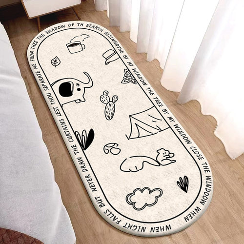 可爱小煤球e床边毯卧室床下卡通地毯儿童房间地垫床前小长条床边