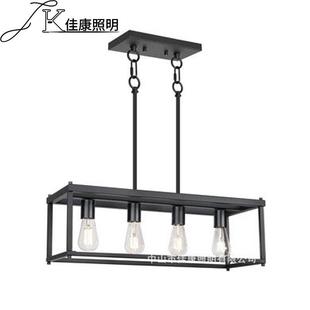 ebay 店亚马逊爆款 吊灯美式 乡村复古工业风长方形铁艺客厅餐厅服装