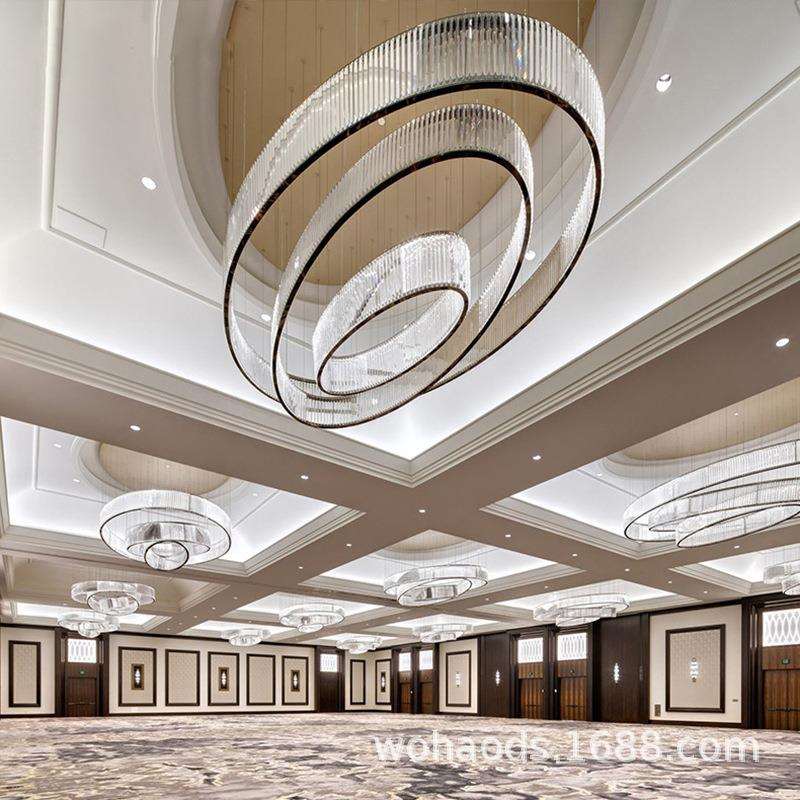现代简约酒店宴会灯水晶灯椭圆环形工程灯走廊宴会厅吊灯客房商用