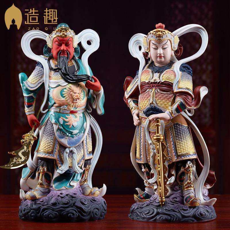 造趣陶瓷伽蓝韦陀菩萨像德化招财武财神关公韦驮左右护法供奉摆件