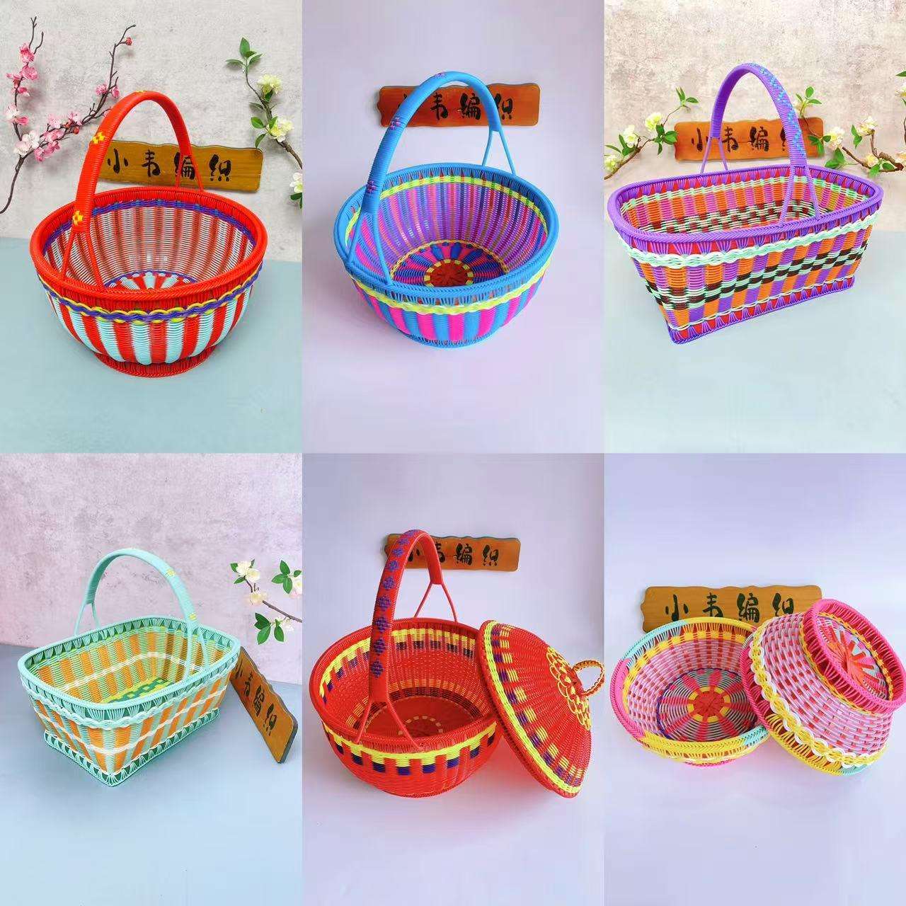 【文达】 A小韦纯手工编织果盘手提篮子菜篮子鸡蛋篮背篓
