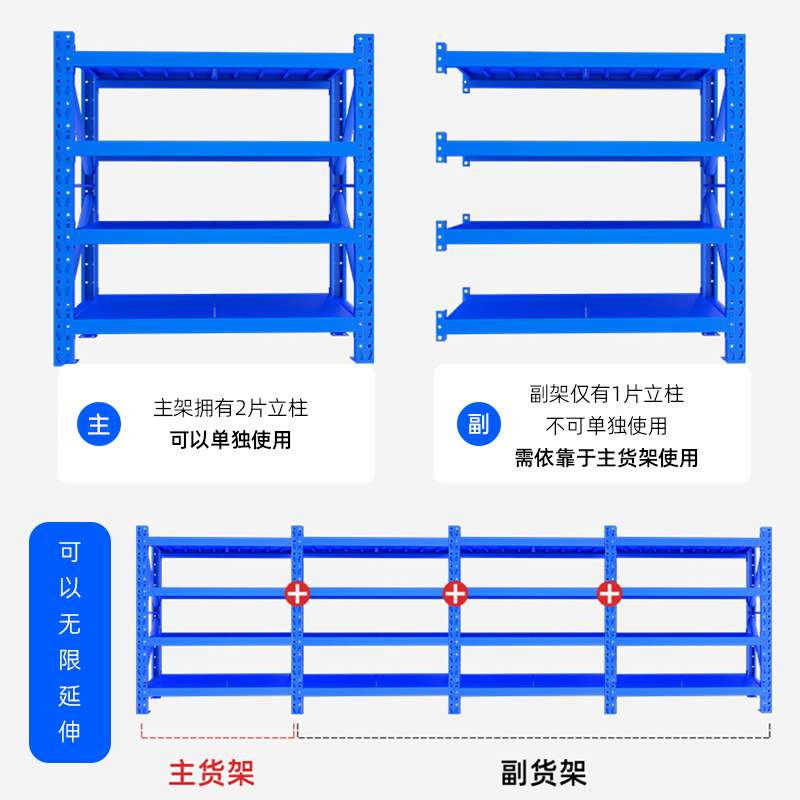 轻型重型货架子 多层货物置物架快递架子仓储仓库货架卡扣快装
