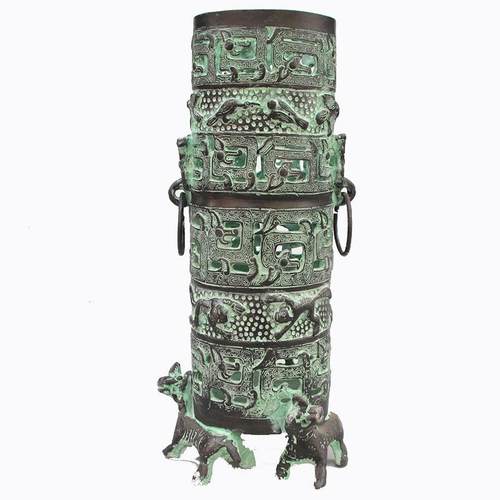 厂家铜器家居装饰工艺品摆件 收藏仿古青铜器三羊鼎笔筒