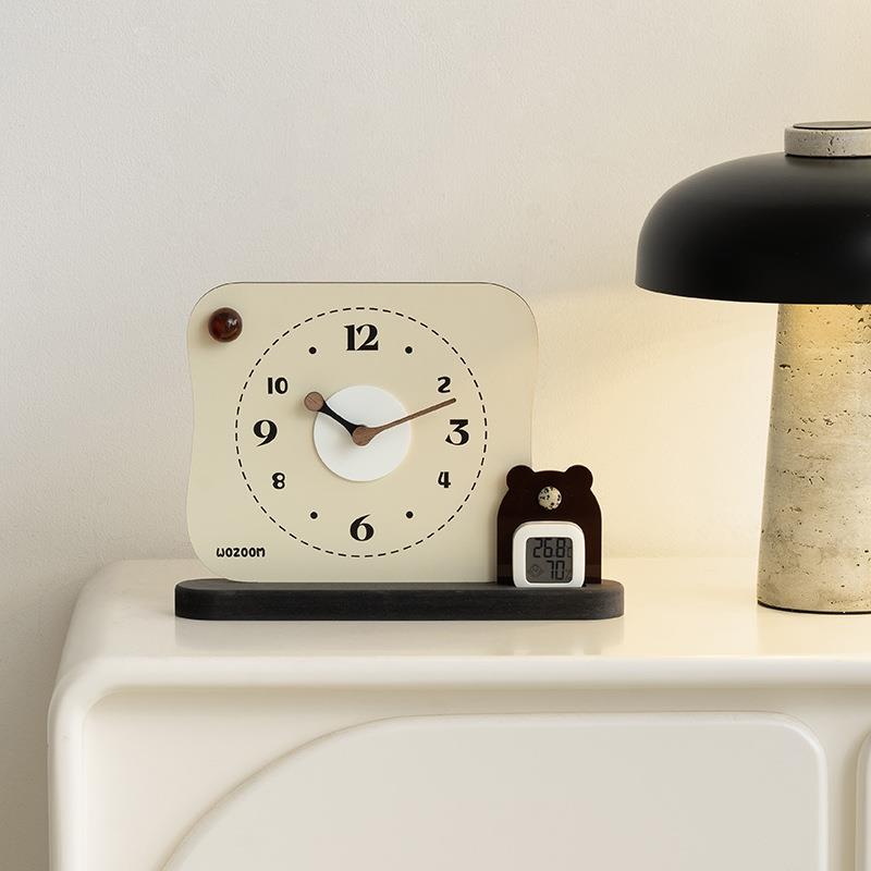 WOZOOM屋准入户玄关温湿度桌面摆件客厅电视柜摆台式时钟装饰品