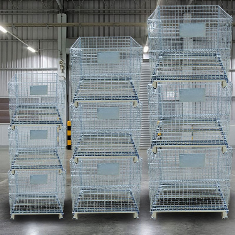 304不锈钢仓储笼铁框周转箱折叠金属快递笼仓库笼分拣框蝴蝶笼