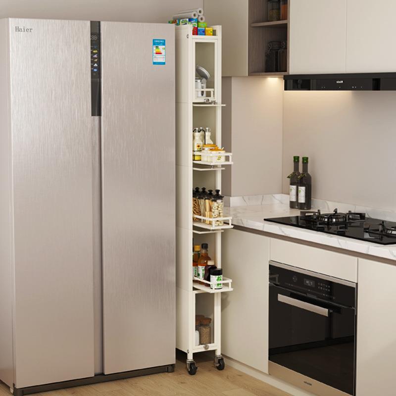 厨房夹缝收纳柜落地多层宽20公分极窄缝抽拉置物架靠墙侧边储物柜