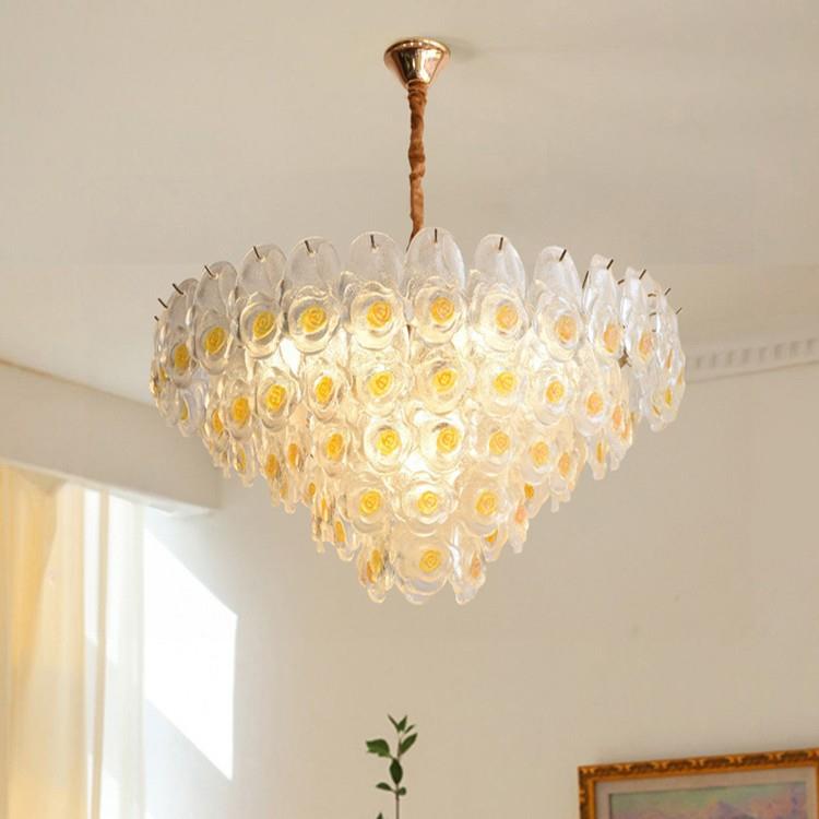 轻奢水晶吊灯法式轻奢风玫瑰花造型玻璃客厅主灯卧室餐厅灯全光谱