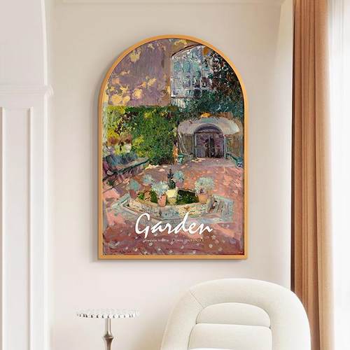 现代法式客厅装饰画美式复古壁画玄关电表箱挂画北欧餐厅风景油画