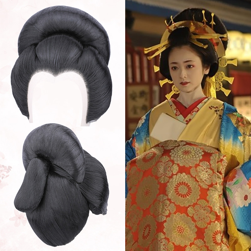 速发艺妓精品手钩艺伎式头花套尚大盘头古装头演出时魁发套