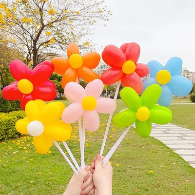 速发小雏球花朵手持杆气菊材料包日童野餐生儿拍照道具布置品