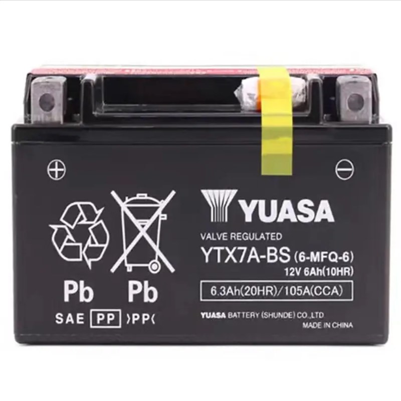 速发汤浅摩托车12V6AH电瓶免维护YTX7L-幻影15汤浅蓄踏板车