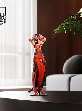 速发高变感抽象猕猴软装饰品级设客厅轻奢高级感透明渐摆红色艺术