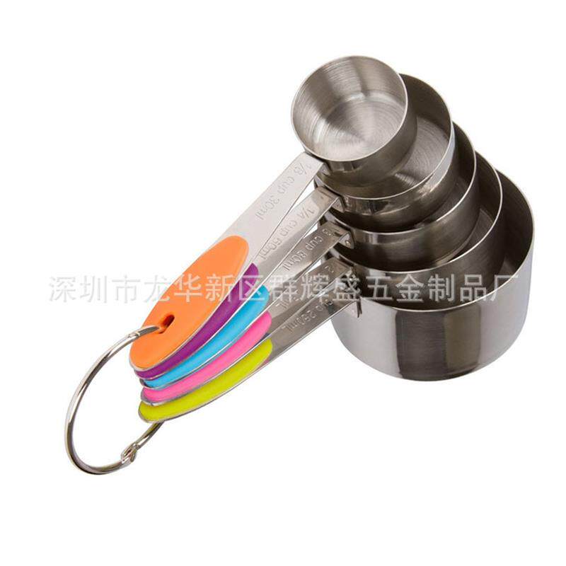 现货现货10件套不锈钢量杯量勺组合套装 量匙 彩色硅胶W手柄 DIY