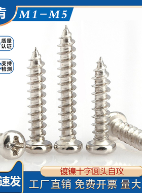 速发GB845加硬镀镍十T圆头自攻螺丝钉S字1.ST2.xx4x5*6x8x10x12x1