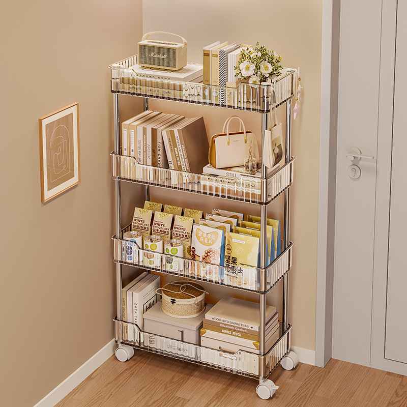 速发小纳车置物架厨食落地卧室多层带轮零房移动浴室卫生间收推储