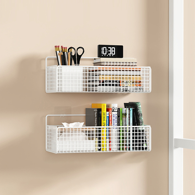 速发免打孔墙上置物架铁上架篮学生寝室艺铺墙面收纳挂宿舍床头壁