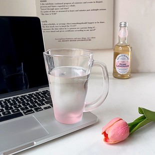 速发琉郁璃金水丨渐变水波纹玻璃杯情侣家用冰川杯生带把手咖啡香