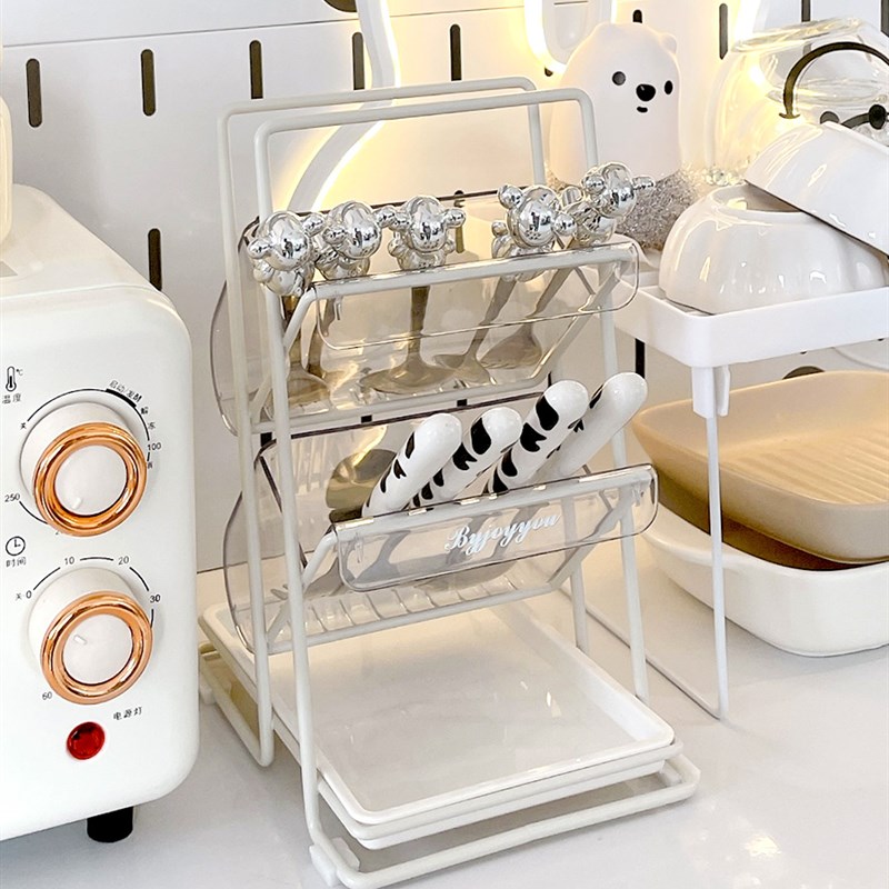 速发筷子收纳盒家用厨房台面多层斜插沥水物子筒篓放勺子刀置叉筷