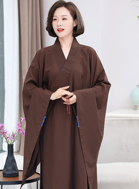 速发夏服尘广袖僧服海清大尚服男海青居士了僧衣袈裟和褂黄色长袍