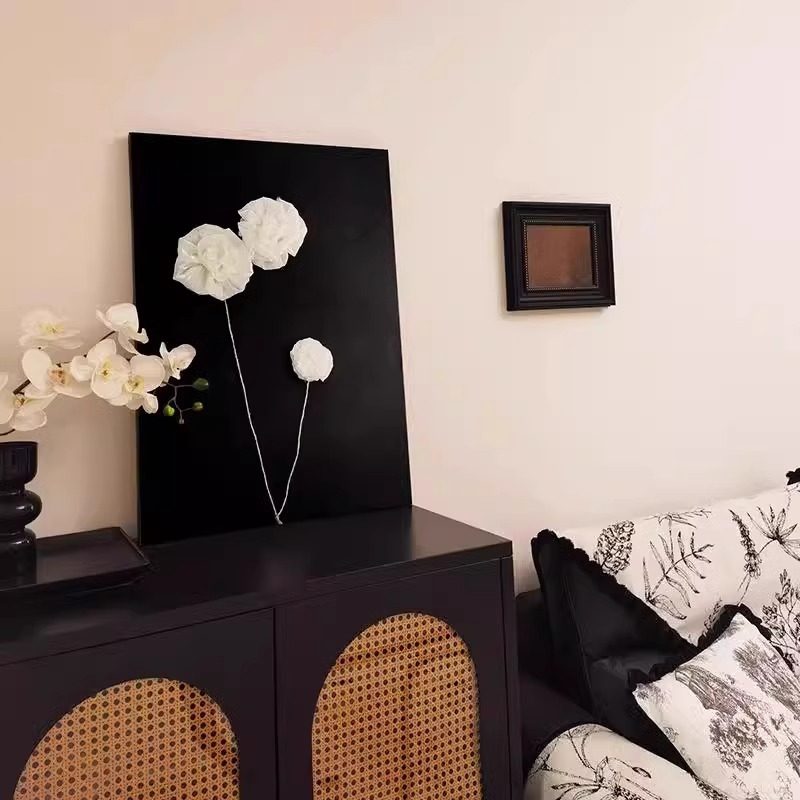 法式轻奢黑白复古风花朵装饰画客厅2026年沙发后背景墙挂画落地画,家居饰品,现代装饰画,淘宝优惠券,粉丝福利购,淘宝优惠卷