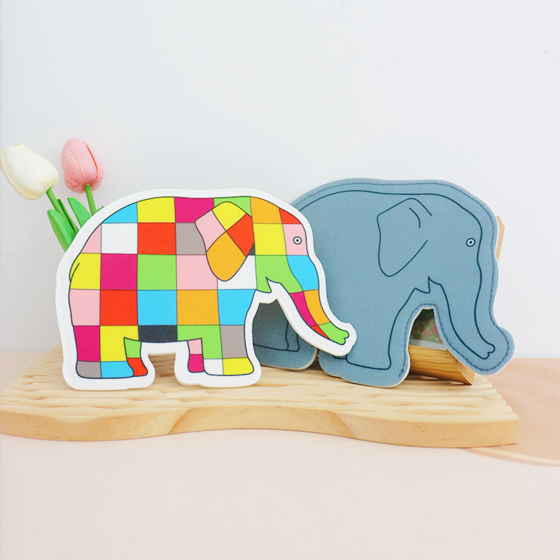 花格子大象毛毡手偶绘本表演道具