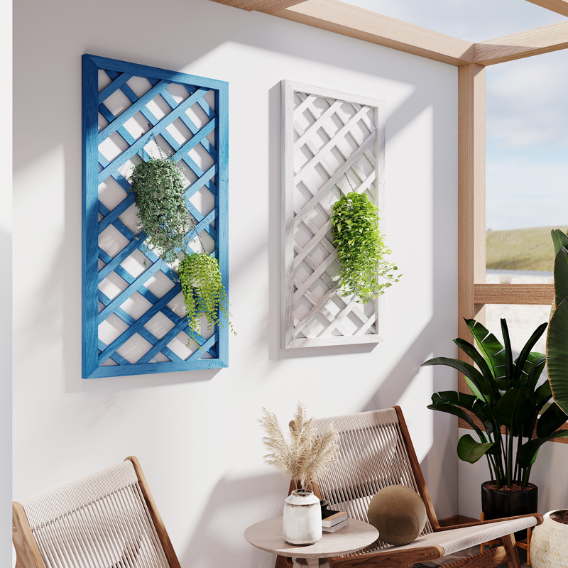 极速阳台月季爬藤网格花架室内白C色防腐木栅栏隔断装饰户外花格