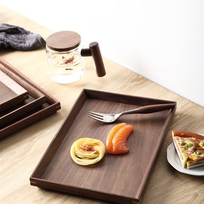 极速Black walnut wooden trawy rectangular large tea core tra