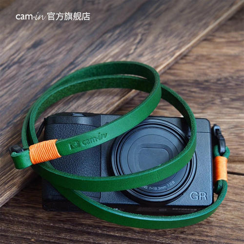 camin手工相机背带头层牛皮文艺复古微单95cm挂脖绳真皮斜挎125cm肩带黑单反挂绳适用理光GR3 徕卡Q 索尼黑卡