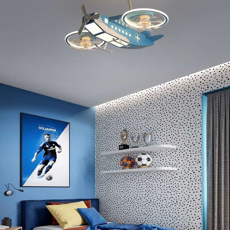创意卡通飞机儿童房灯风扇灯现代简约大气个性卧室吊灯房间led灯
