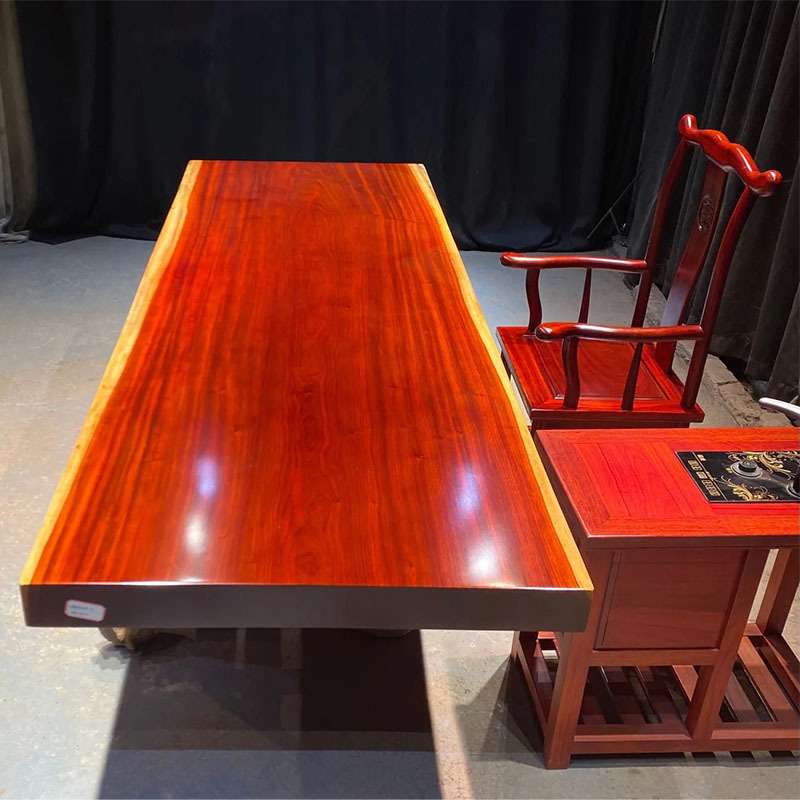 热销红花梨原木大板桌巴花自然边国桌面学画现代简约接待实木