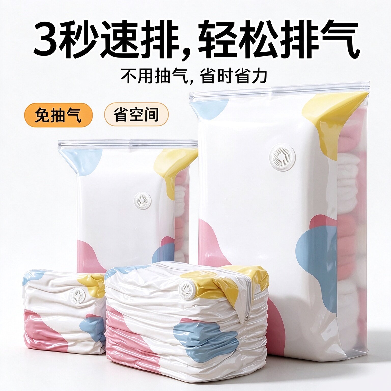免抽气真空压缩袋衣服收纳袋加厚衣物被子专用省空间衣物整理袋