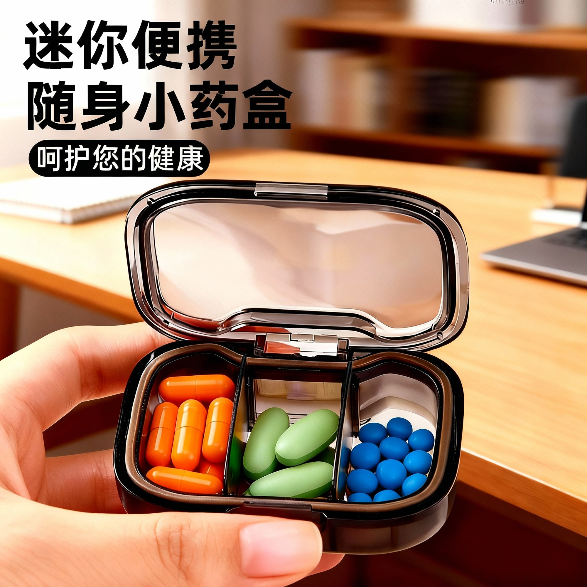 便携迷你密封早午晚提醒药盒