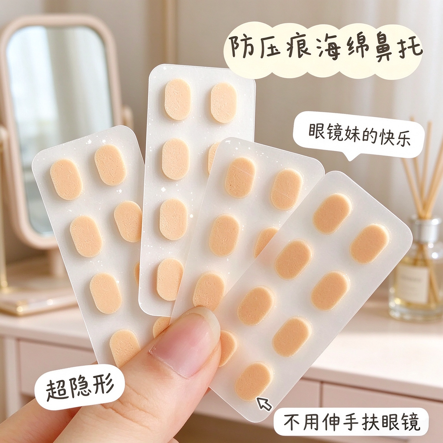 柔软海绵眼镜鼻托防滑减压防脱落超隐形无痕鼻梁压力缓解防压痕