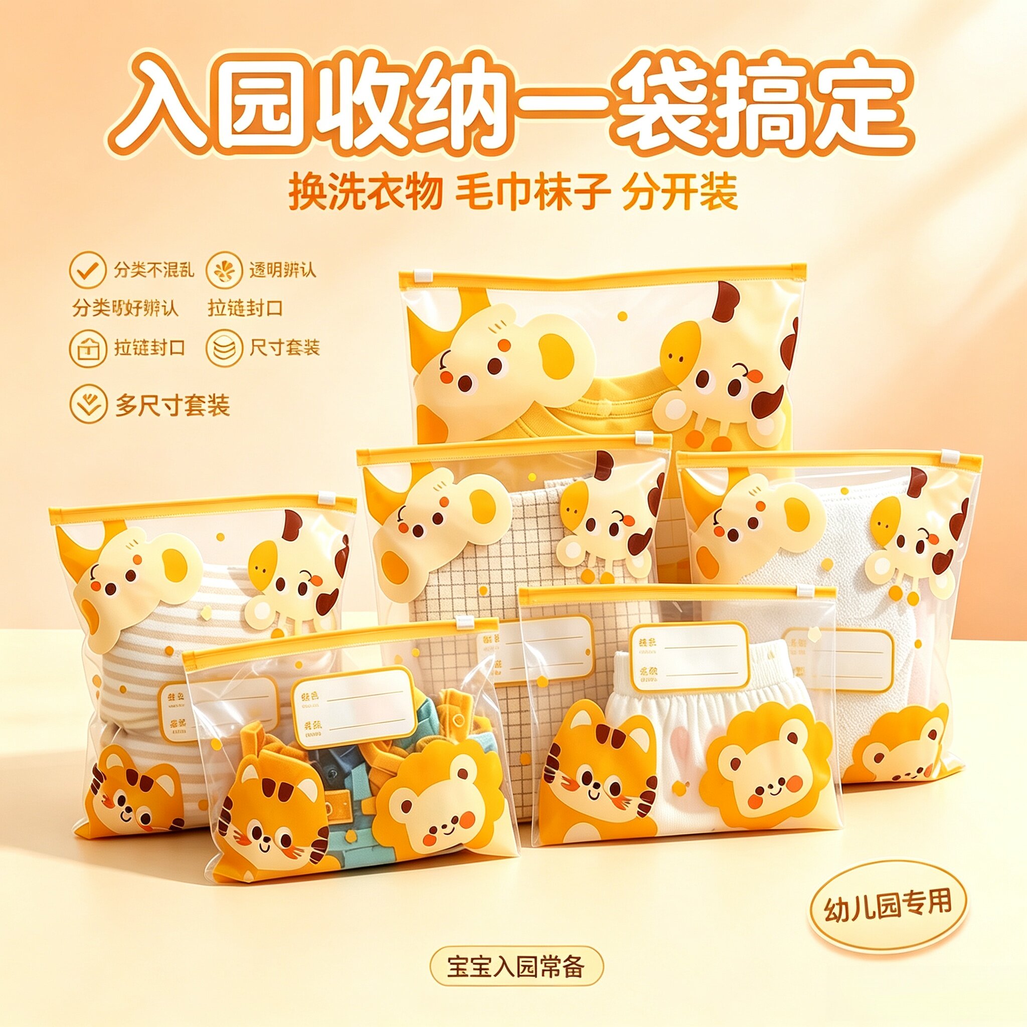 幼儿园入园衣物防水密封收纳袋