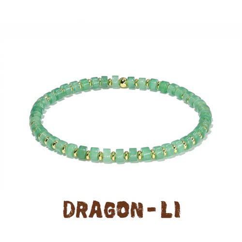 DRAGON LI狸花猫4mm绿玛瑙药片珠串珠简约情侣饰品闺蜜礼物