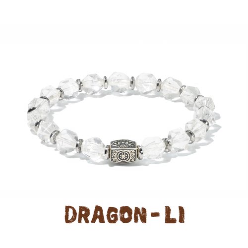 DRAGON LI狸花猫8mm刻面白水晶925银金刚杵手串情侣饰品闺蜜礼物