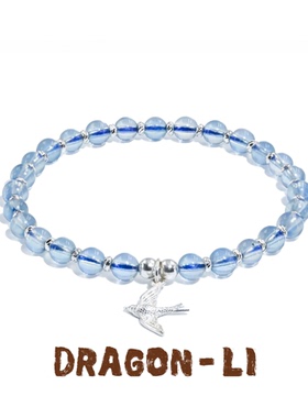 DRAGON LI狸花猫海蓝宝925银燕子手串情侣配色饰品闺蜜礼物