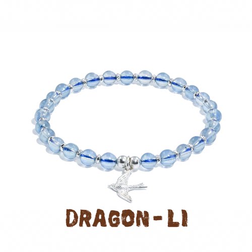 DRAGON LI狸花猫海蓝宝925银燕子手串情侣配色饰品闺蜜礼物