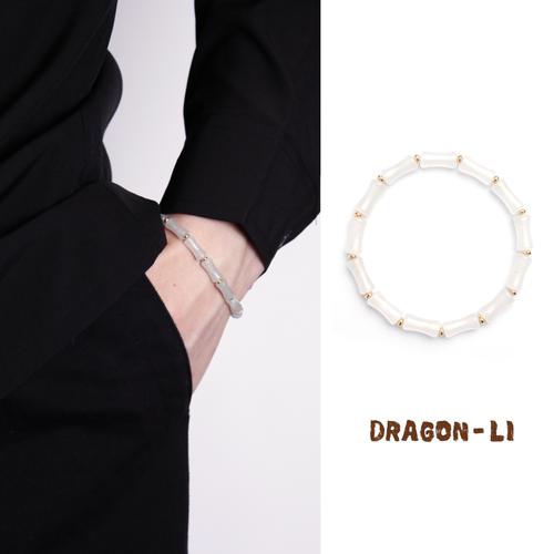 DRAGON LI狸花猫5mm冰翠玉竹节招财转运串珠情侣饰品闺蜜礼物