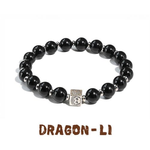 DRAGON LI狸花猫8mm黑曜石方尸陀林串珠情侣饰品闺蜜礼物