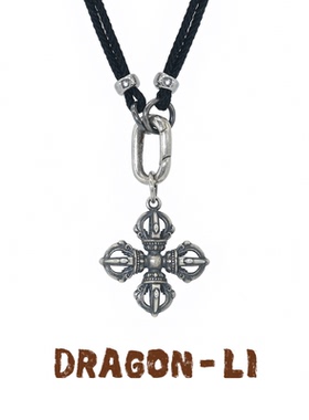 DRAGONLI【十字金刚杵】藏式925银项链复古情侣银链男女生日礼物