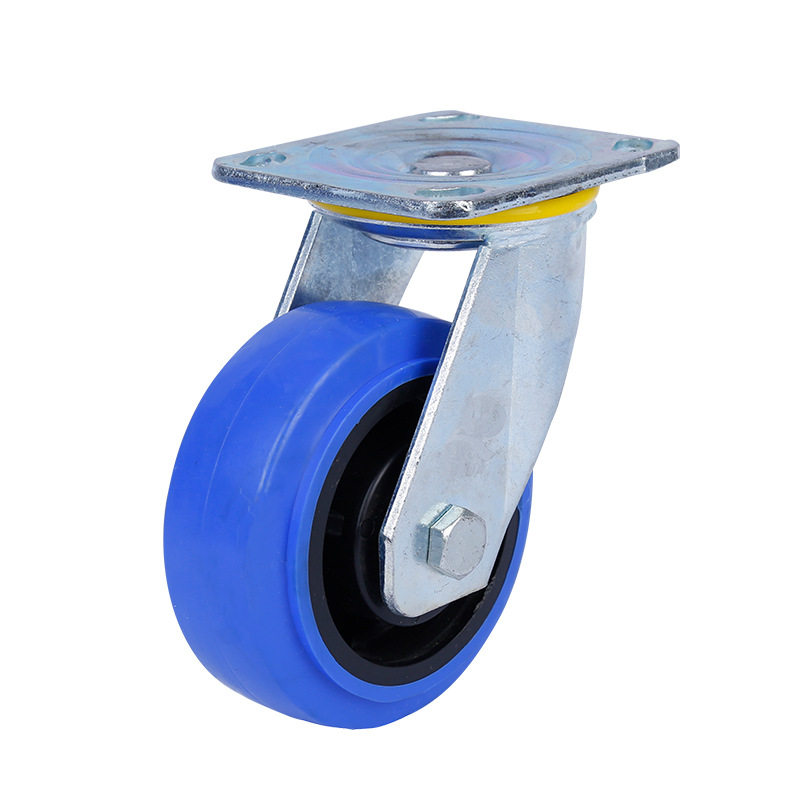 极速4寸5寸6寸8寸静q音人造胶万向轮蓝色TPR工业脚轮高弹力轮子