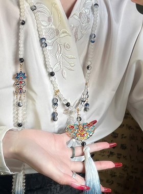 极速[鸿楼]马面裙璎珞串珠x长款背云流苏项链古风国风新中式汉服